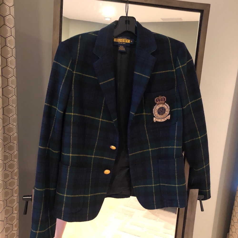 Ralph Lauren Rugby Plaid Wool Blazer